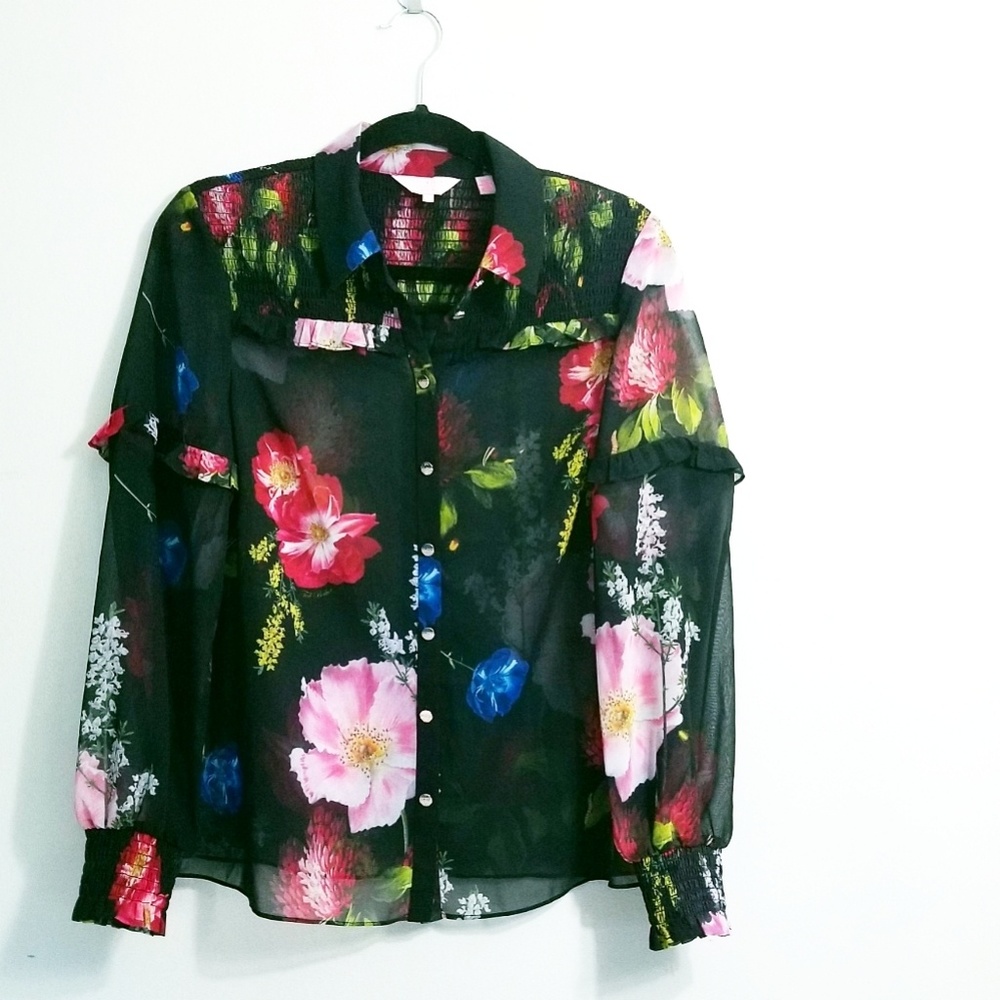 🍒NWOT🍒 TED BAKER SHEER BLOUSE - Picture 1 of 6